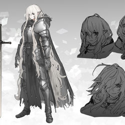 This is a pixiv picture whose title is 補足：灰色の騎士ユリア.