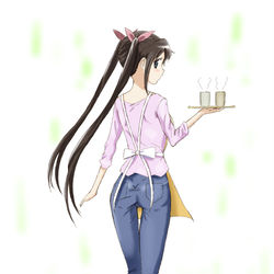 This is a pixiv picture whose title is 峠の茶屋の子(エプロン).