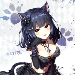 This is a pixiv picture whose title is 猫の日🐈黒猫娘.