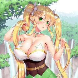 This is a pixiv picture whose title is ツインテールとポニーテールなリーファ.