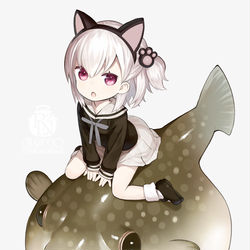 This is a pixiv picture whose title is ちこ＆ふぐ.