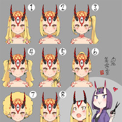 This is a pixiv picture whose title is 茨木童子ヘアカタログ.