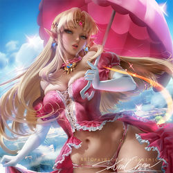 This is a pixiv picture whose title is Princess Zelda XPeach dress.
