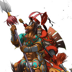 This is a pixiv picture whose title is 呂布奉先＆赤兎馬.