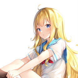 This is a pixiv picture whose title is 天使学校の制服を着てみた.