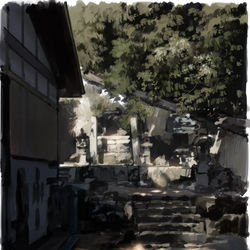 This is a pixiv picture whose title is 社の裏.