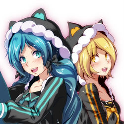 This is a pixiv picture whose title is ぽんぽこ＆こんこん.