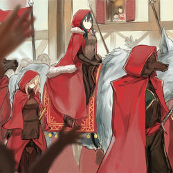 This is a pixiv picture whose title is 【PFLS】眺めるは赤月の人狼.