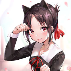 This is a pixiv picture whose title is かぐや様と猫耳のマリアージュ.