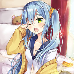 This is a pixiv picture whose title is 「後…10分寝かせて…」.