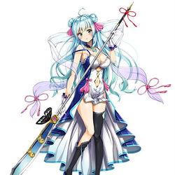 This is a pixiv picture whose title is 『千年戦争アイギス』水龍騎士スイレン.