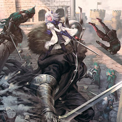 This is a pixiv picture whose title is 【PFLS】鋼人と狂戦士【灰色熊の戦い】.