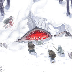 This is a pixiv picture whose title is 【PFLS】雪中の大食らい【モンスター】.