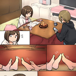 This is a pixiv picture whose title is みくはこたつで丸くなる.