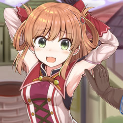 This is a pixiv picture whose title is 柔らかそうで可愛いと言われて困惑しつつ触っても怒らないリノちゃん.