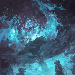 This is a pixiv picture whose title is 【PFLS】消えていく蒼炎.