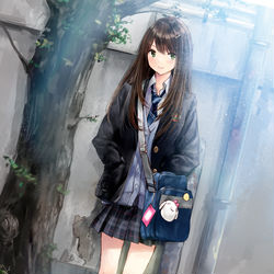 This is a pixiv picture whose title is 校舎裏で、待ち合わせ.