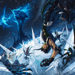 This is a pixiv picture whose title is 【PFLS】雪原照らす蒼炎.