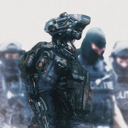 This is a pixiv picture whose title is Riot police.