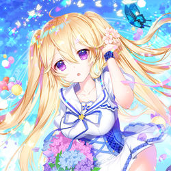 This is a pixiv picture whose title is 蒼空の出会い.