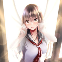 This is a pixiv picture whose title is 「まだ帰ってなかったんだ///」.