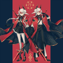 This is a pixiv picture whose title is 【PFLS】紅眼のフェイ＆シュネ【ファイアランド】.