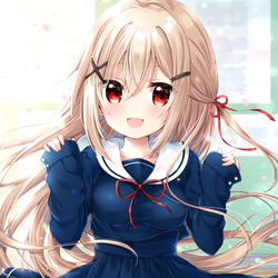 This is a pixiv picture whose title is 「似合う？」.