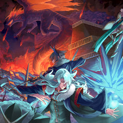 This is a pixiv picture whose title is 【PFLS】乱戦、そして氷炎怒涛【灰色熊の戦い】.