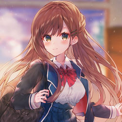 This is a pixiv picture whose title is 「ね、一緒に帰ろ？」.