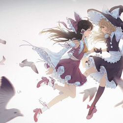 This is a pixiv picture whose title is 灵魔理.
