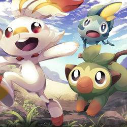 This is a pixiv picture whose title is sword＆shield.