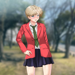 This is a pixiv picture whose title is スカートを穿いたはるか王子.