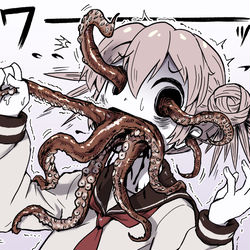 This is a pixiv picture whose title is タコを食べる 団子ちゃん.
