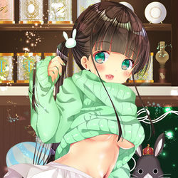 This is a pixiv picture whose title is ごちうさ　千夜ちゃんセーターしたちち＆お尻ぷりんっ.