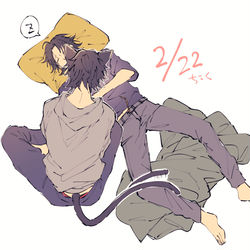 This is a pixiv picture whose title is いち(猫)×じろ.