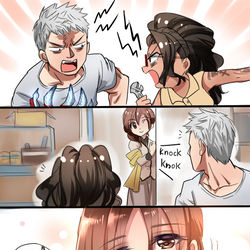 This is a pixiv picture whose title is DMC5ノベライズの三人が.