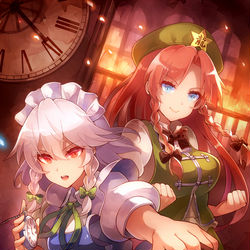 This is a pixiv picture whose title is 美鈴&咲夜.