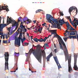 This is a pixiv picture whose title is 大将組with乱でアイドル！.