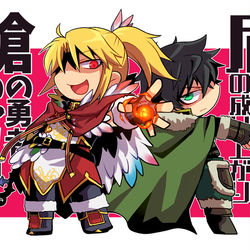 This is a pixiv picture whose title is 盾/槍の勇者の絵まとめ.