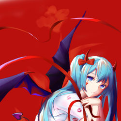 This is a pixiv picture whose title is devil miku♥.
