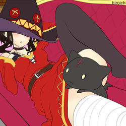This is a pixiv picture whose title is めぐみんとちょむすけ(term32) ラフ画.