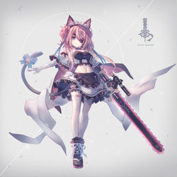 This is a pixiv picture whose title is ﾈｺﾐﾐﾒｲﾄﾞﾁｪｰﾝｿｰ.
