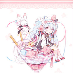 This is a pixiv picture whose title is ✽ミクの日限定メニュー❀～雪桜パフェ.