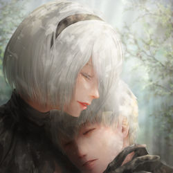 This is a pixiv picture whose title is 2Bと9S.