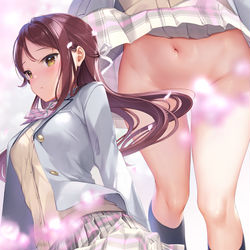 This is a pixiv picture whose title is 清楚で真面目なクラスの同級生桜内さんのひみつ🌸.