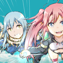 This is a pixiv picture whose title is 逸るミリムに着いて行くリムル.