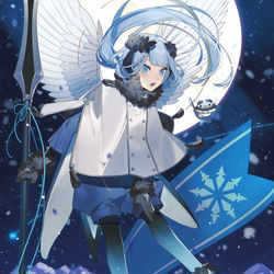 This is a pixiv picture whose title is 月白玉塵氷蝕翼.