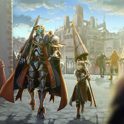 This is a pixiv picture whose title is 【 PFLS 】小さな刀と大きな槍【黎明の戦い】.