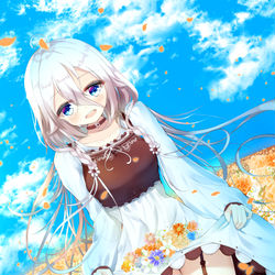 This is a pixiv picture whose title is 「見て見て！お花いっぱい！」.