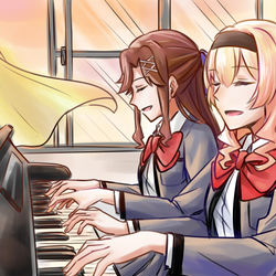 This is a pixiv picture whose title is ピアノ連弾.